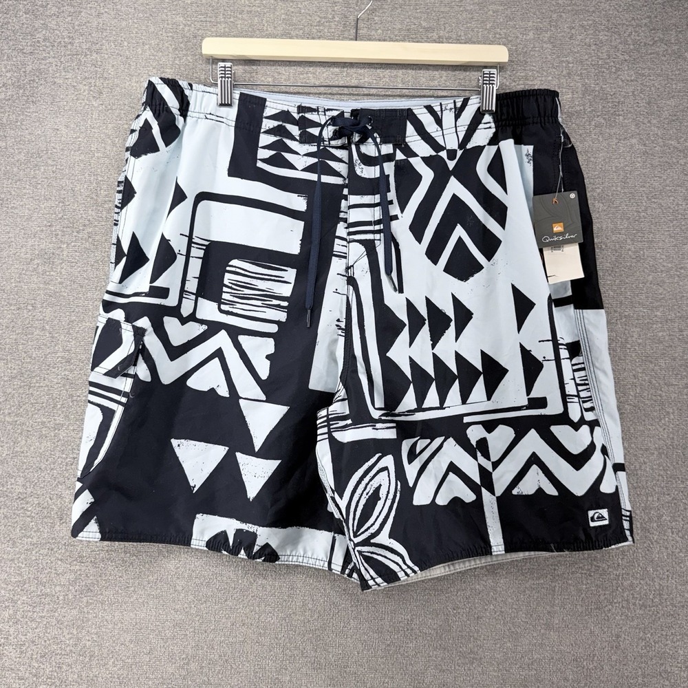 Quick Silver Swim Trunks Men Size XXL Blue Geometric Beach Summer NEW $55